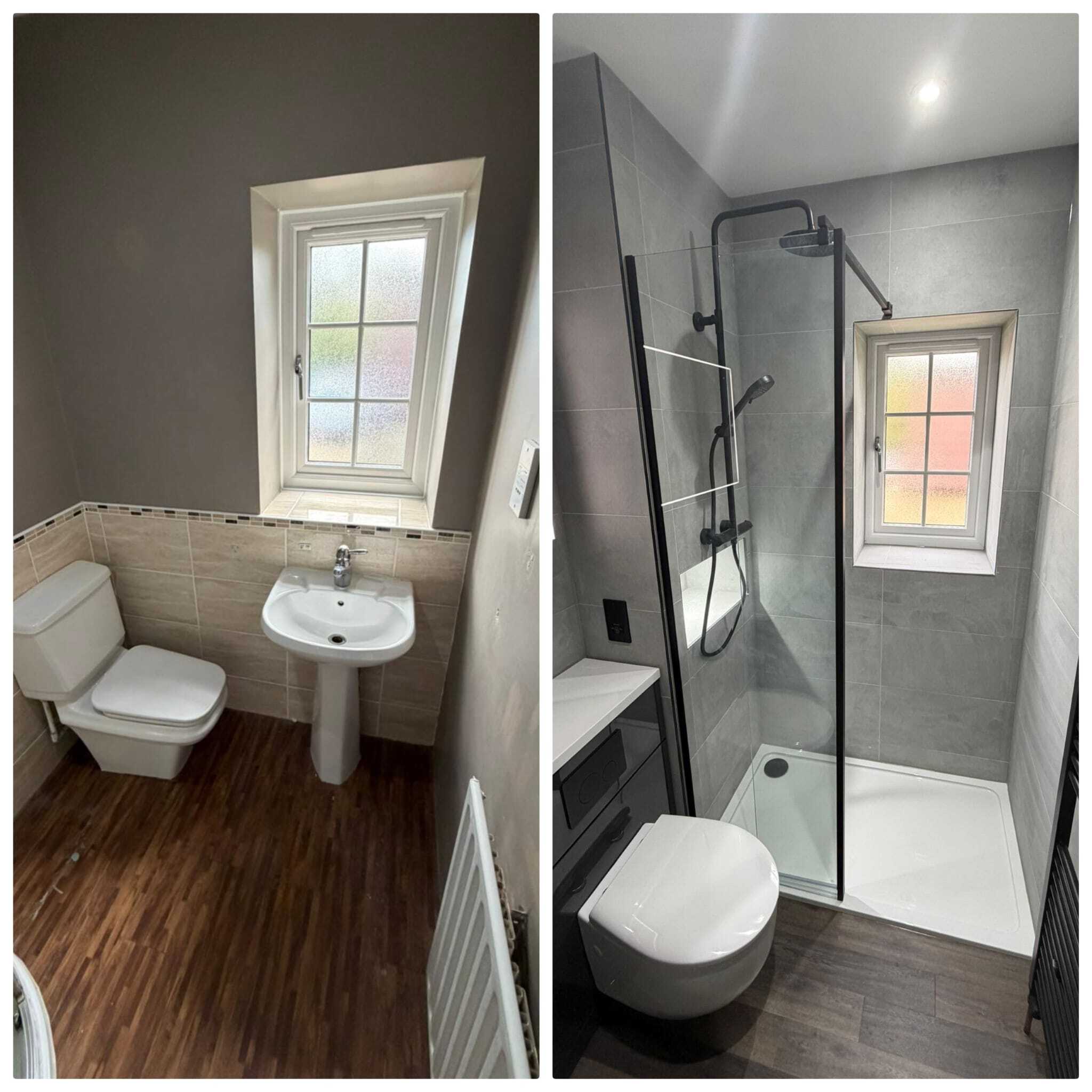 before and after beige bathroom
